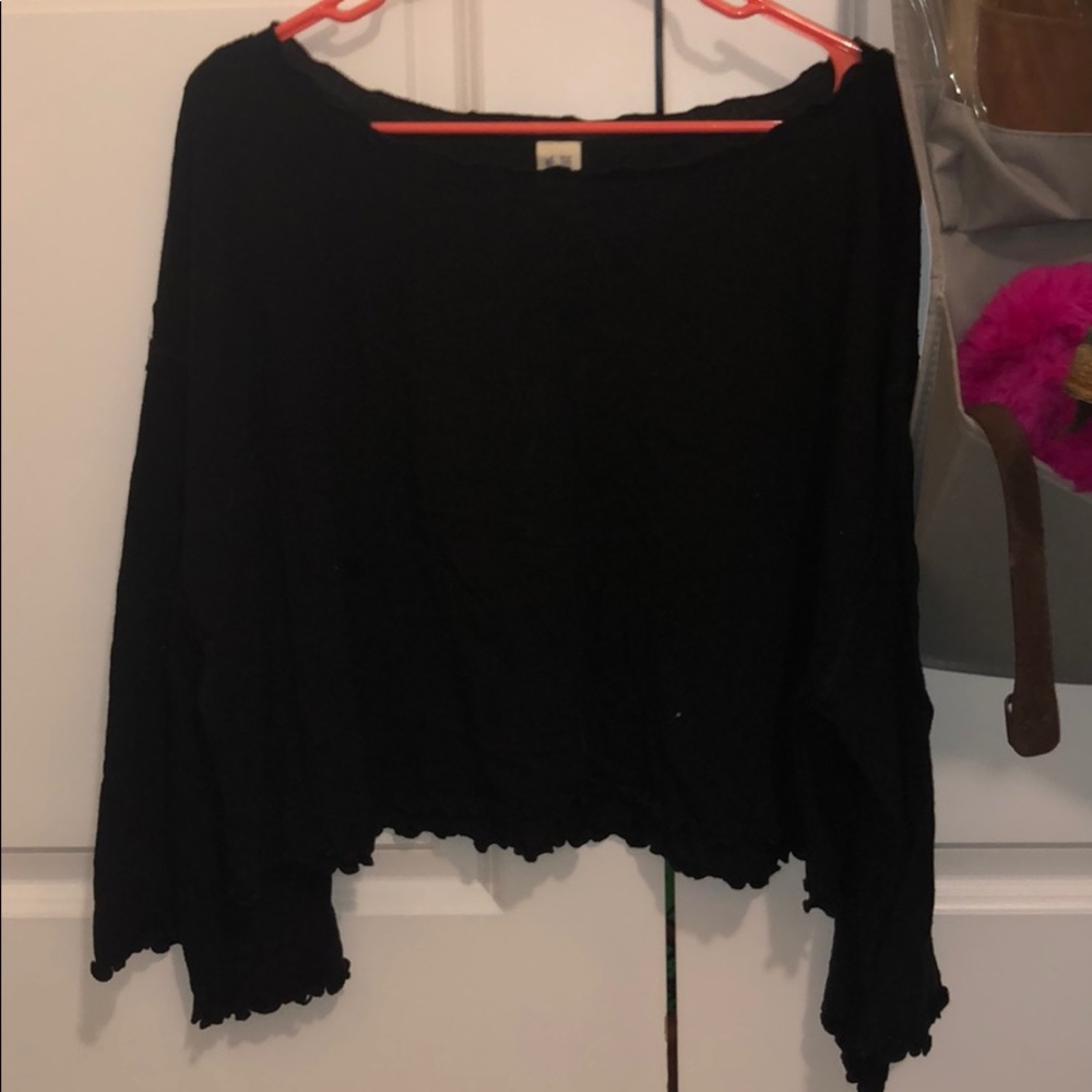 We The Free Ruffled Black Shirt